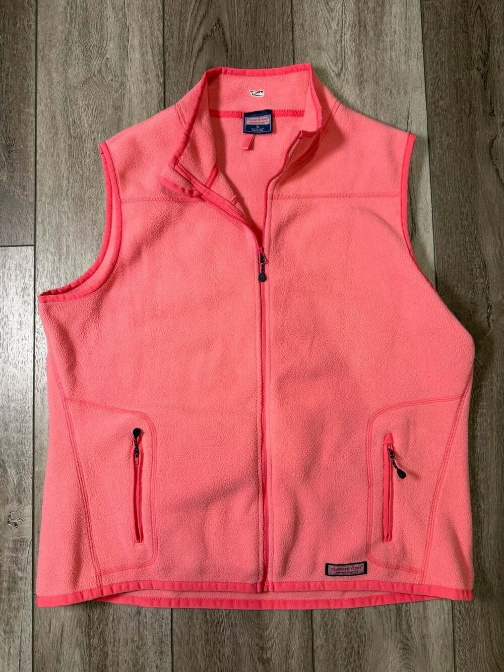 Vineyard Vines Fleece Vest Size XL Pink Full Zip
